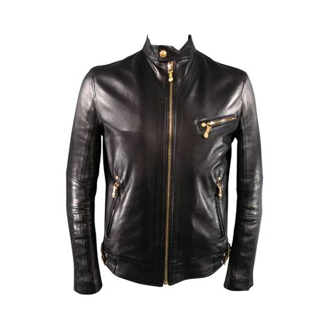 versace jasje goud|versace black leather jacket.